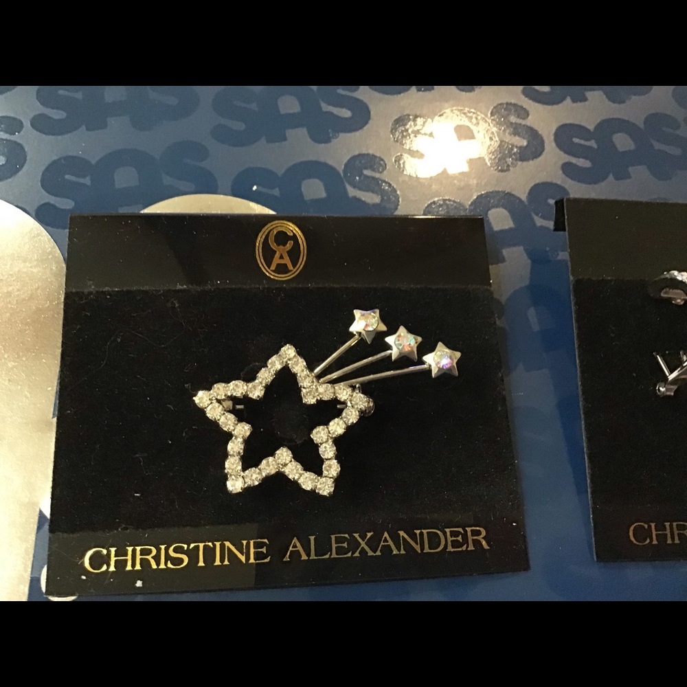 Shooting star rhinestone pin Christine Alexander j4502p crystal